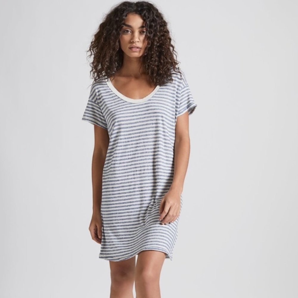 Current/Elliott The Slouchy Scoop Dress Short Sleeve T-Shirt Mini Anchor Stripe